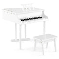 Goplus 30-Key Classical Kids Piano Mini Grand Piano Wooden Learn-to-Play Musical Instrument Toy with Bench Piano Lid Music Rack Gift for Boys Girls Aged 2+ Baby Toddler(3 Straight Leg-White)
