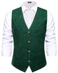 Hi-Tie Western Cowboy Vest for Men Suit Vest Dress Waistcoat Formal Vest 2 Pocket Slim Fit Casual Party Gathering Farm StyleGreenMedium