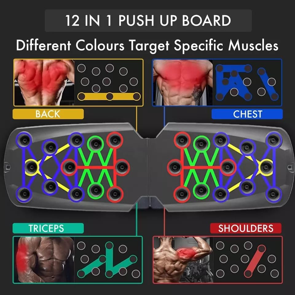 Comfortos 20-in-1 Push Up Board with Resistance Bands – Foldable Home Gym Equipment for Men & Women