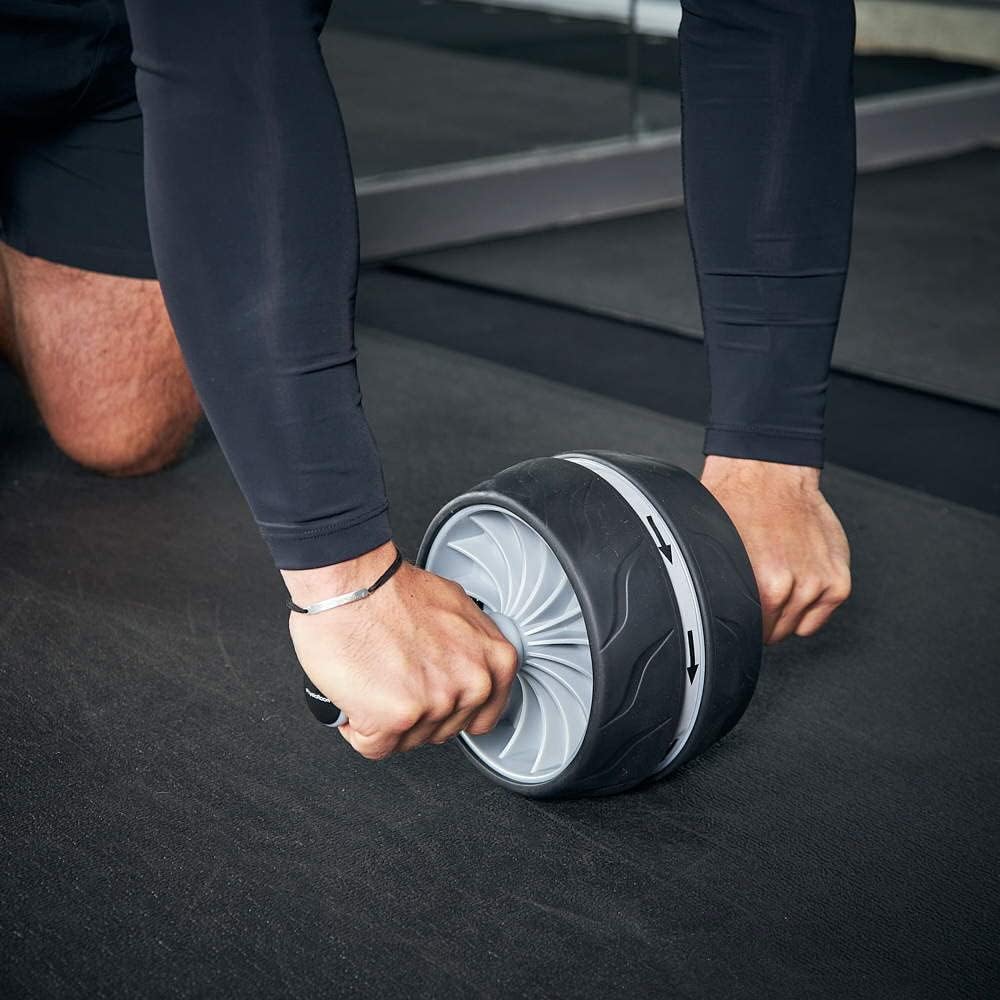 PhysioRoom Ab Roller Exercise Wheel with Auto Return – Core, Chest, Arms & Shoulder Trainer (Black)