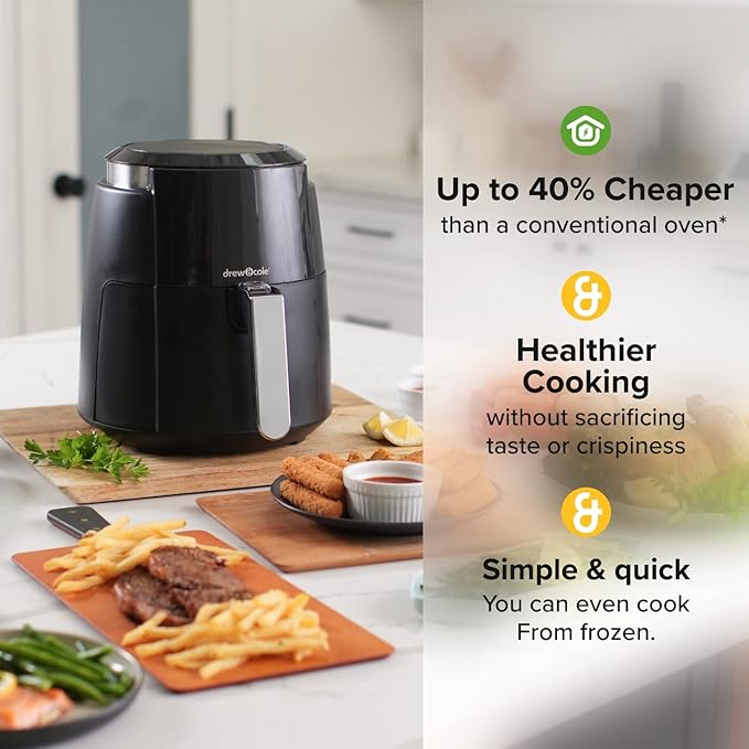 Drew&Cole 4L Digital Air Fryer – 8-in-1, 1500W, Low-Oil Healthy Cooking