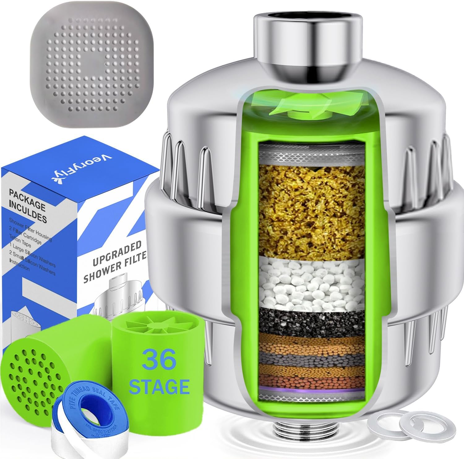 36 Stage Upgraded Shower Filter with Vitamin C | VeoryFly
