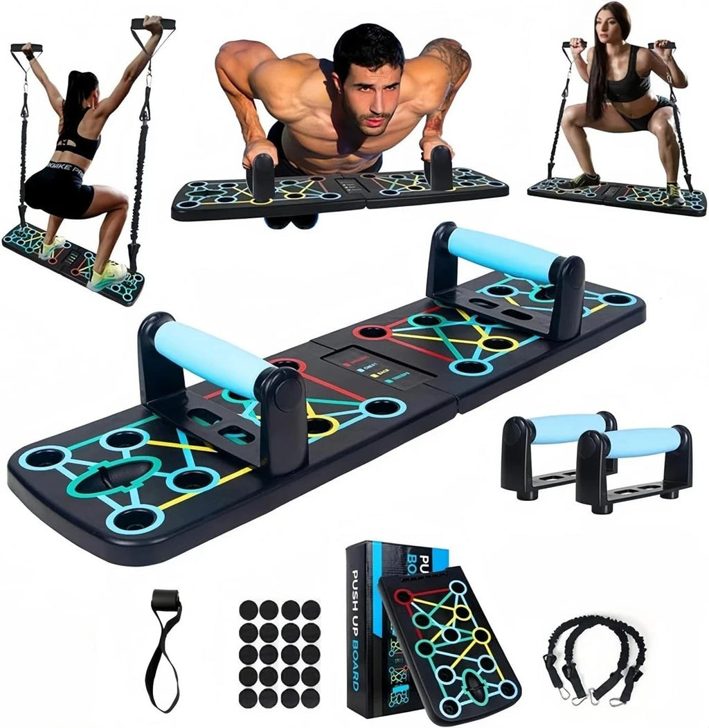 Comfortos 20-in-1 Push Up Board with Resistance Bands – Foldable Home Gym Equipment for Men & Women