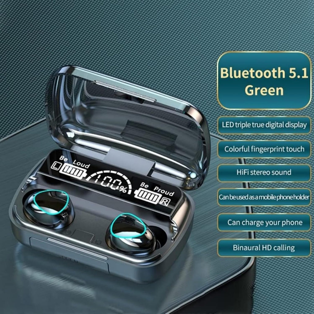 HOGKMOHK Wireless Earbuds – Bluetooth 5.1, IPX7 Waterproof, HiFi Stereo, LED Display (Black)