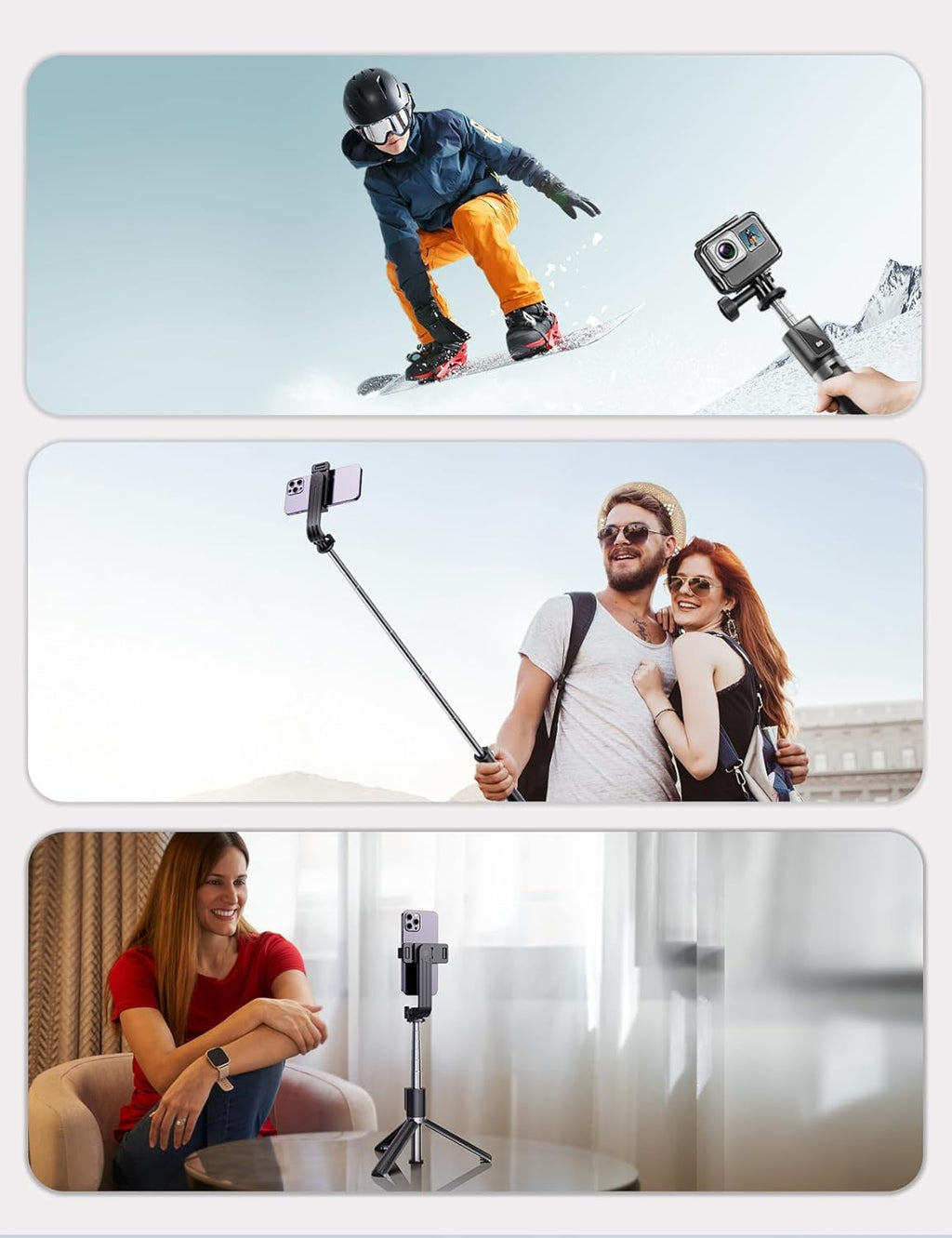 ANXRE Selfie Stick Travel Tripod with Remote – 360° Rotatable, 41.7", Compatible with Smartphone & GoPro (Black)