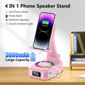 buwy 4-in-1 Phone Stand with Bluetooth Speaker – RGB Light, Wireless Charger, 40H Battery (Pink)