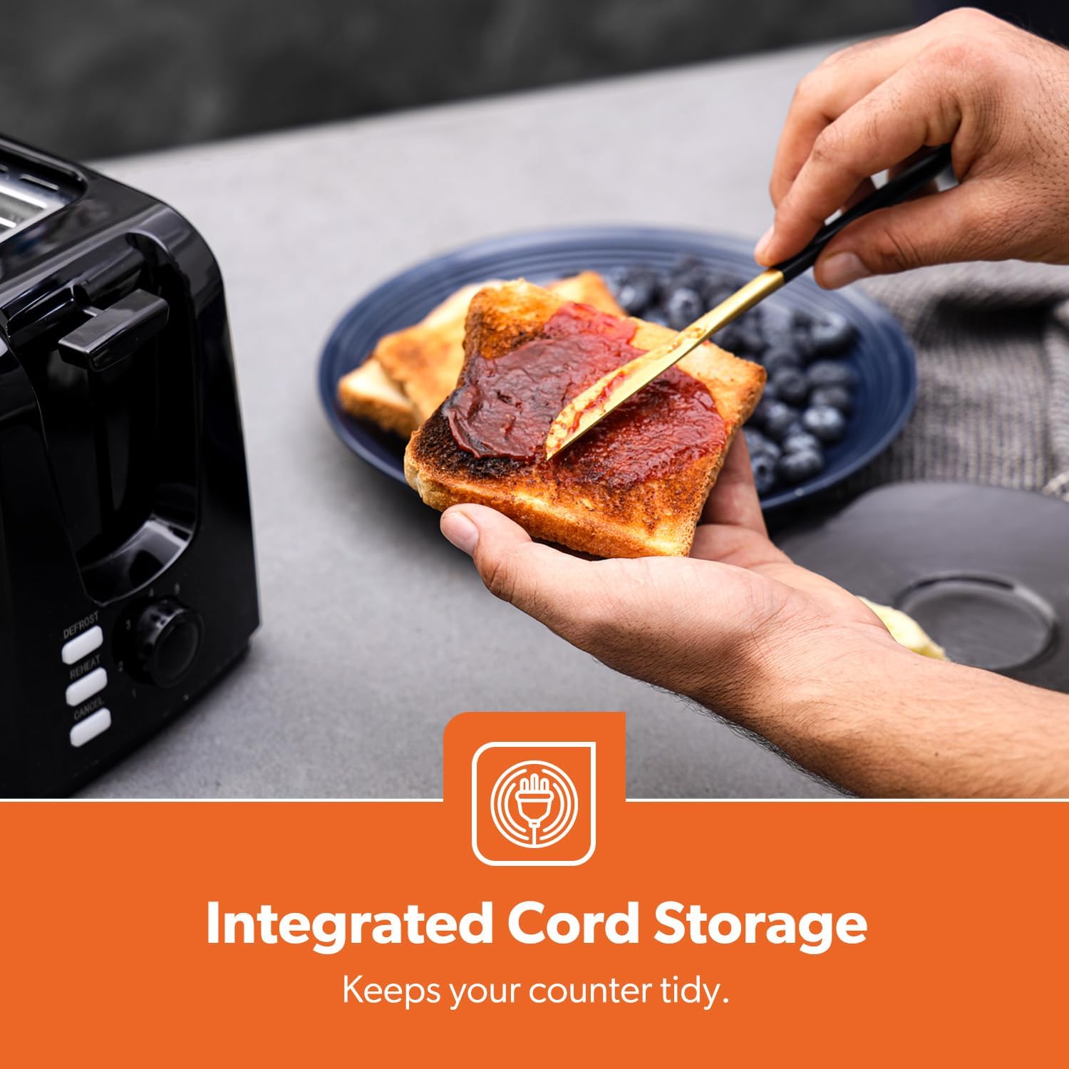 Geepas 2 Slice Bread Toaster – 7 Level Browning, Defrost, Reheat & Cancel, 750W (Black)