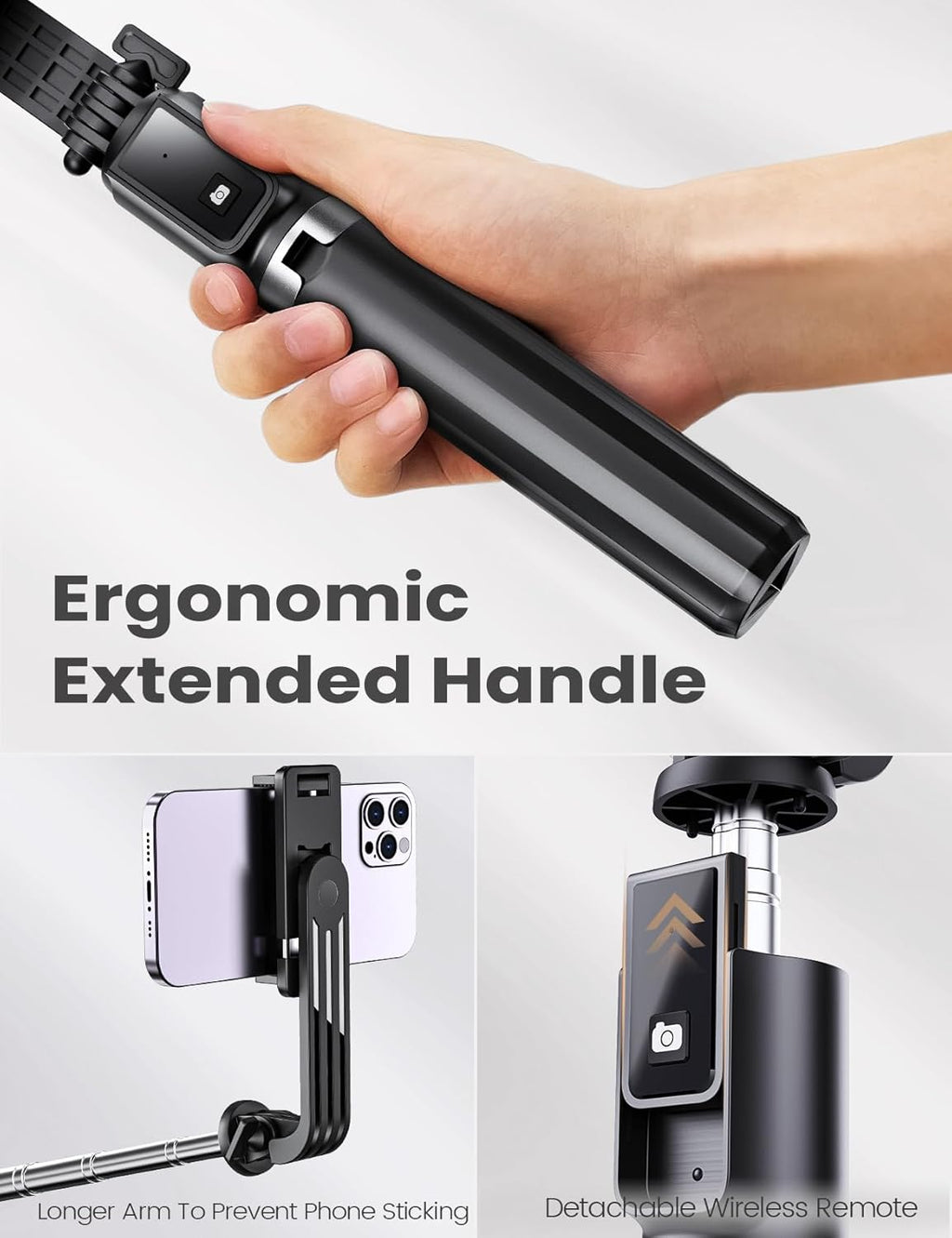 ANXRE Selfie Stick Travel Tripod with Remote – 360° Rotatable, 41.7", Compatible with Smartphone & GoPro (Black)