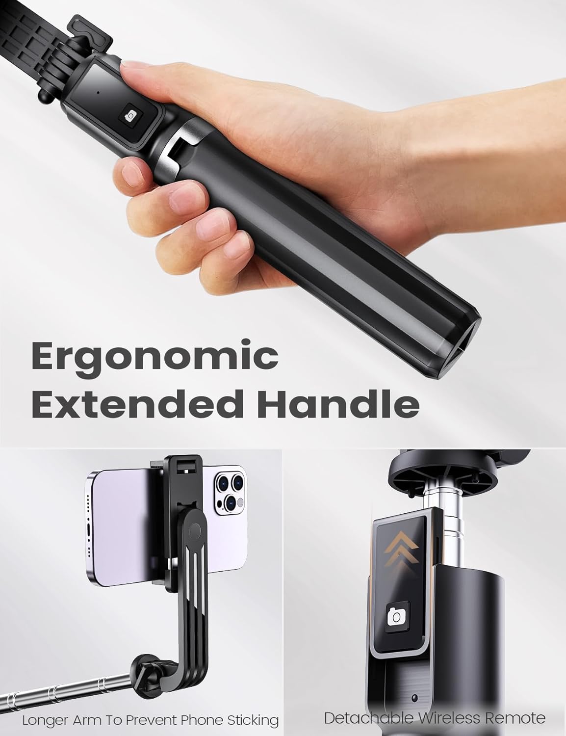ANXRE Selfie Stick Travel Tripod with Remote – 360° Rotatable, 41.7", Compatible with Smartphone & GoPro (Black)