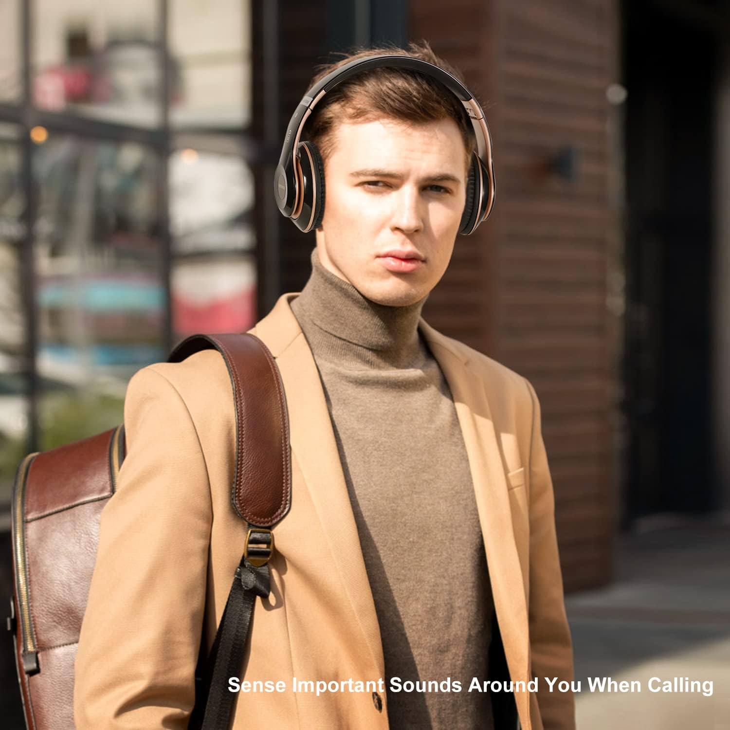 Rebocico Bluetooth Headphones Over Ear – 65H Playtime, 6 EQ Modes, FM & SD Card (Black & Gold)