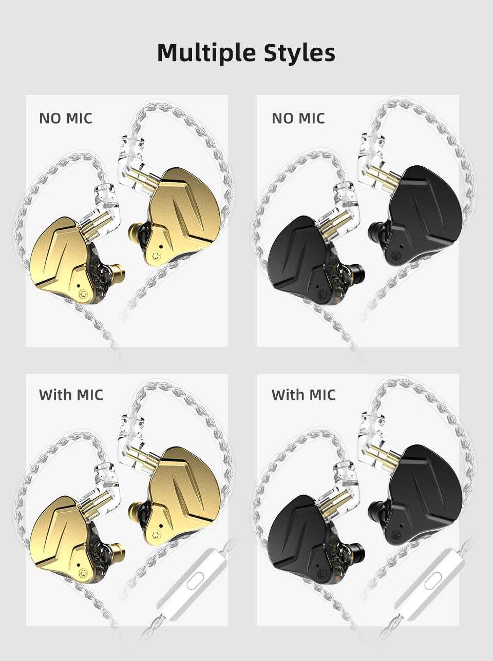 KZ ZSN Pro X Hybrid In-Ear Earphones — HIFI Bass Sport Earbuds