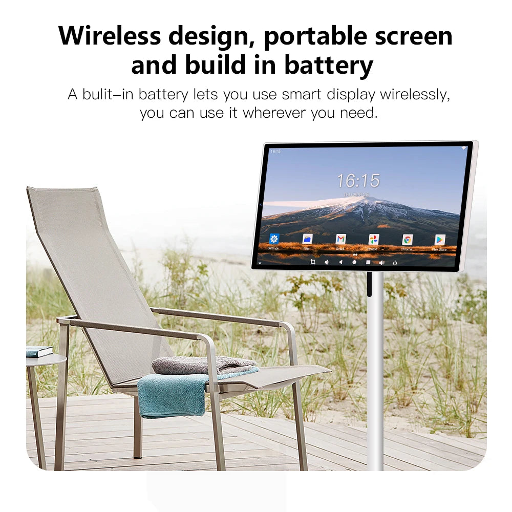 24-Inch Android 13 Touch Screen Portable TV | Rollable Stand, WiFi, 8000mAh Battery