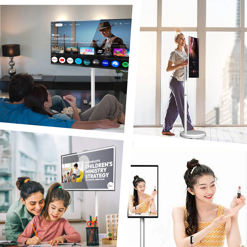 27 & 32-Inch Portable Android 13 Touch Screen TV | Rollable Stand, 10000mAh, WiFi