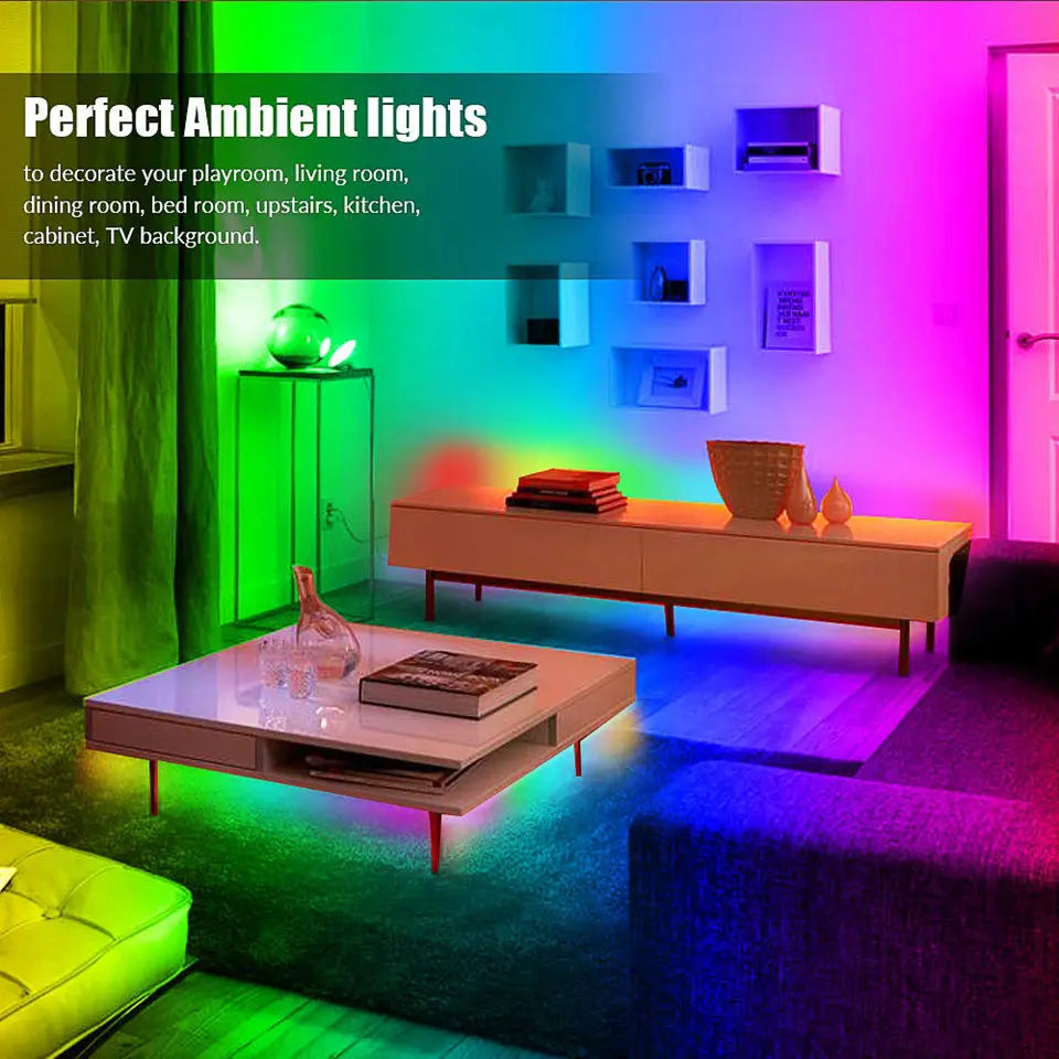 RGB Led Strip Light 12V SMD5050 5M 10M 15M 20M Smart Bluetooth Flexible Tape Lamp Remote Control Christmas Holiday Decoration