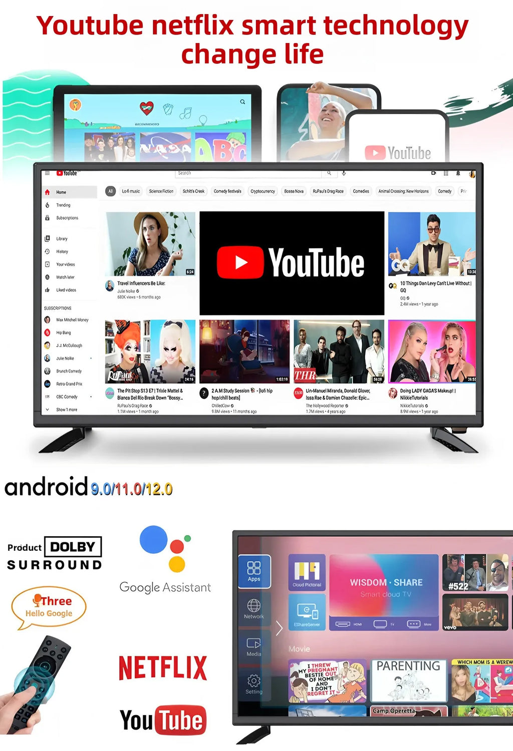 120-Inch 4K QLED Android Smart TV | WiFi, HDR & Gaming Ready