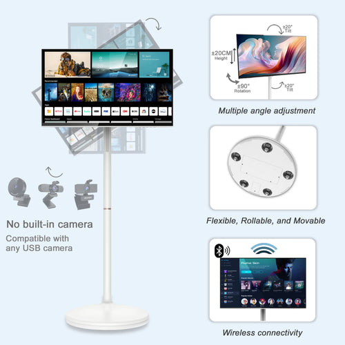 27 & 32-Inch Portable Android 13 Touch Screen TV | Rollable Stand, 10000mAh, WiFi
