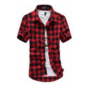 Red And Black Plaid Shirt Men Shirts 2026 New Summer Fashion Chemise Homme Mens Checkered Shirts Short Sleeve Shirt Men Blouse