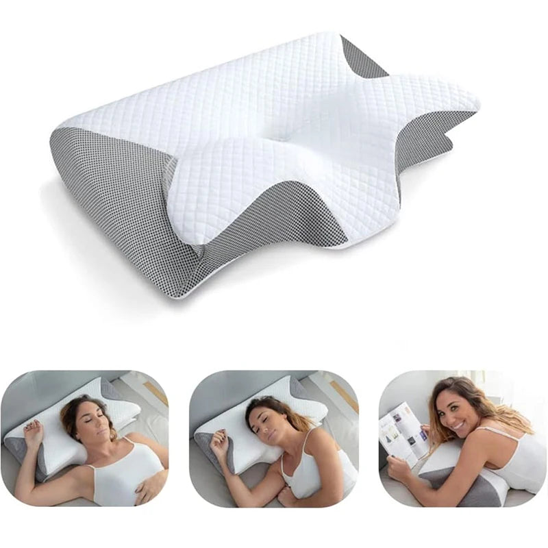 Memory Foam Cervical Pillow — 2-in-1 Ergonomic Neck Support Pillow