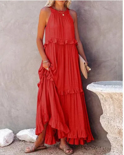 Women's Lotus Leaf Edge Dress — Elegant Flowy Summer Dress