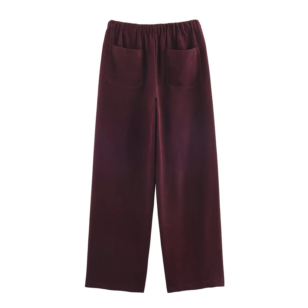 Women's High-Waisted Casual Trousers — Solid Colour Fashion Wide Leg Pants