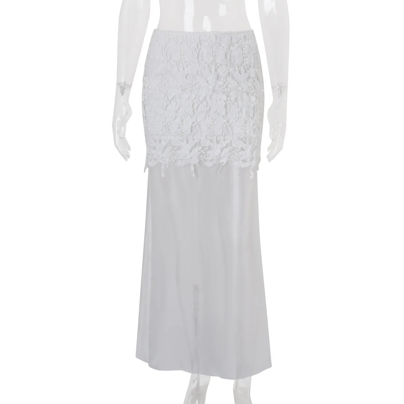 Women's Clothing  Spring New Fashion Temperament Sexy Slim Fit Versatile High Waist Perspective Skirt Long Dress