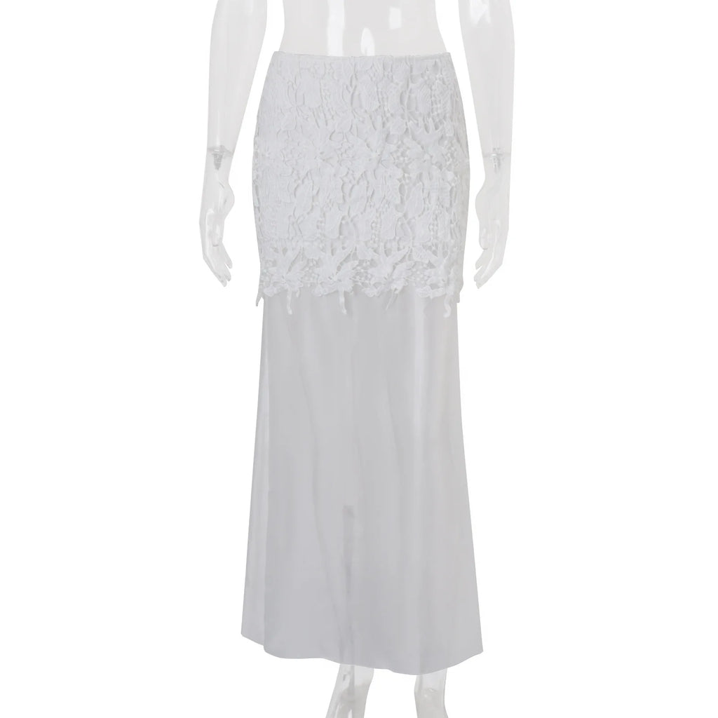 Women's Clothing  Spring New Fashion Temperament Sexy Slim Fit Versatile High Waist Perspective Skirt Long Dress