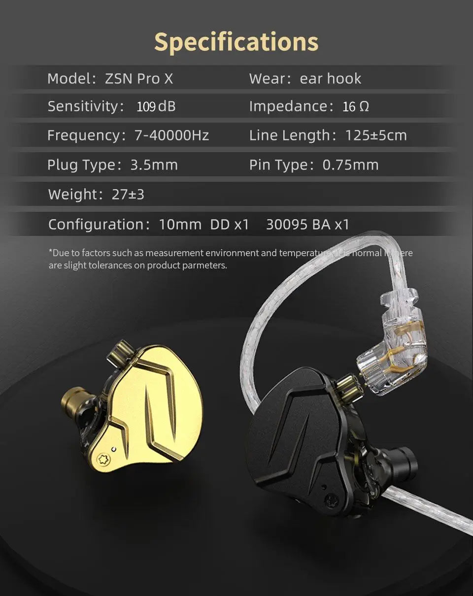 KZ ZSN Pro X Hybrid In-Ear Earphones — HIFI Bass Sport Earbuds