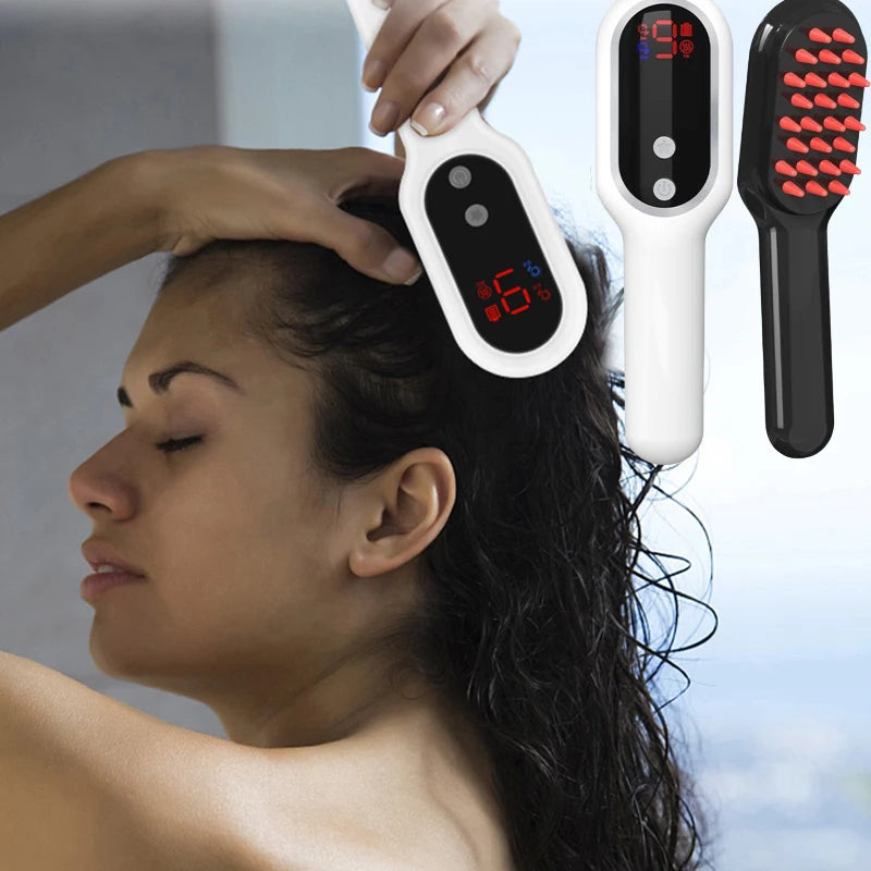 Electric Laser Hair Growth Comb Red Blue Light Magnetic Therapy Head Massage Brush Anti Hair Loss  Hair Treatment Scalp Massager