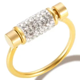 Women's Crystal Zircon Granular Ring — Waterproof Stainless Steel Fine Jewellery