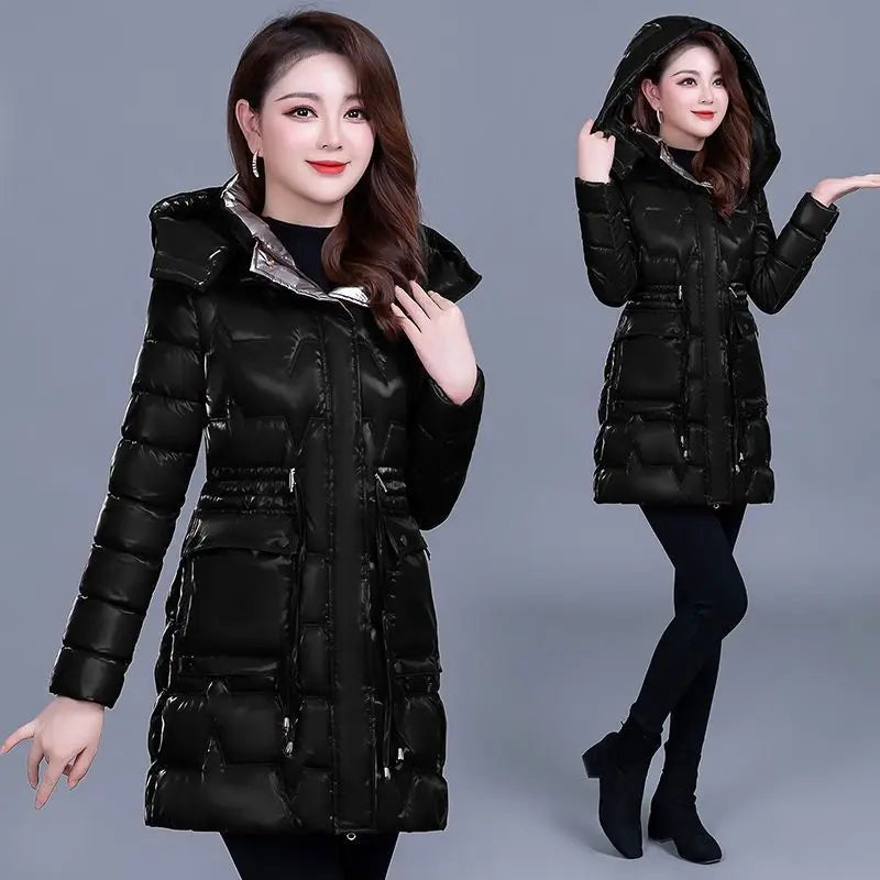 Women's Hooded Down Cotton Parka Coat — Thickened Warm Winter Overcoat