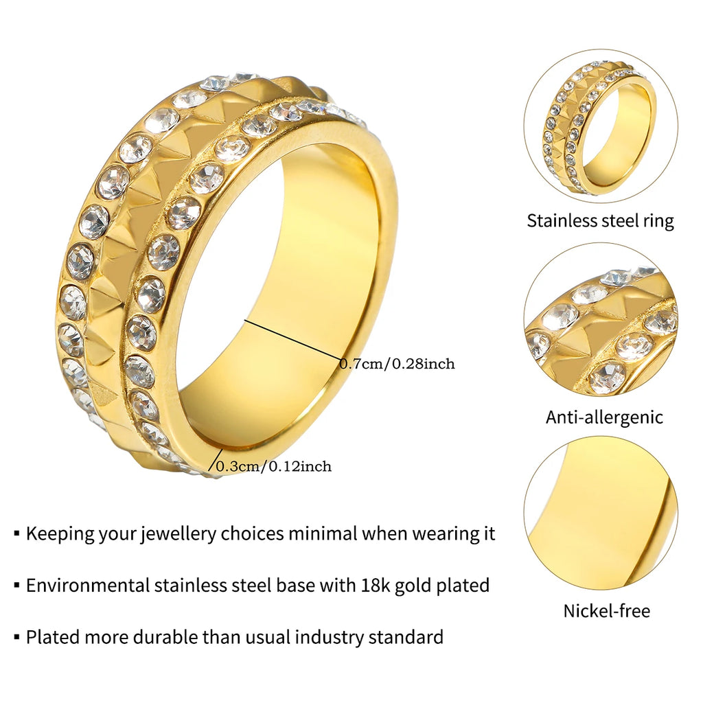 Women's Zircon Ring — Waterproof Stainless Steel Fashion Jewellery