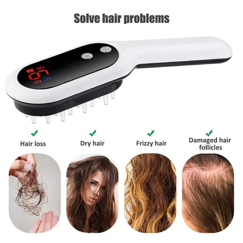 Electric Laser Hair Growth Comb Red Blue Light Magnetic Therapy Head Massage Brush Anti Hair Loss  Hair Treatment Scalp Massager