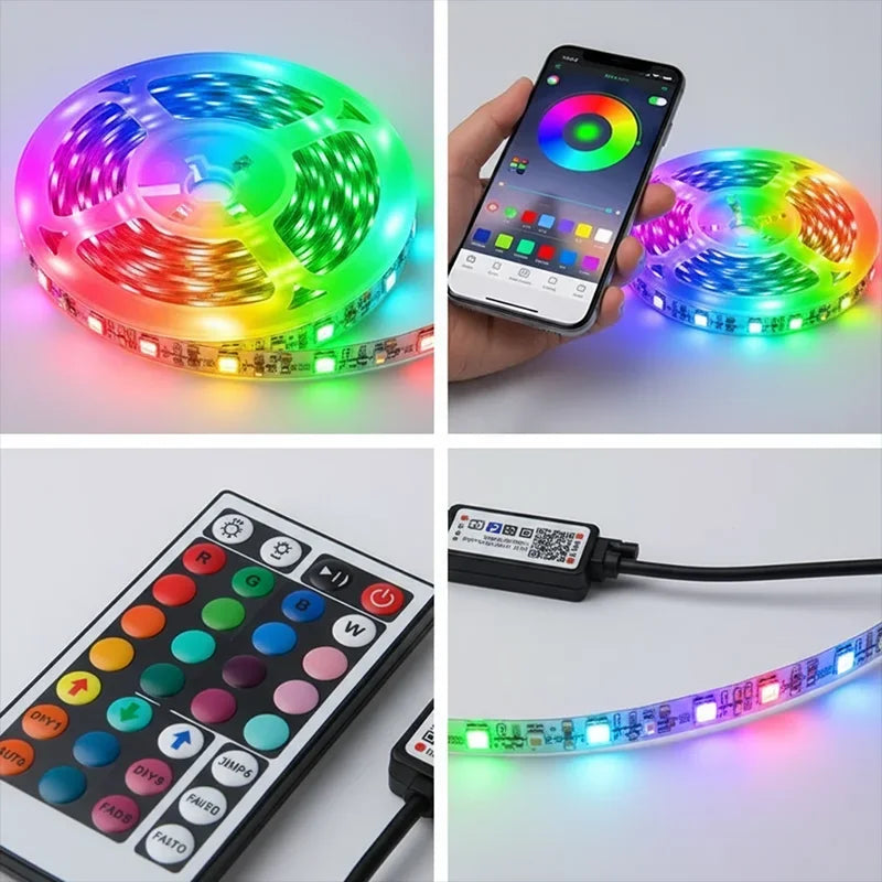 Smart LED Strip Lights 1m-20m Music Sync RGB 5V with App & Remote Control for Christmas Party Room Decoration Lighting