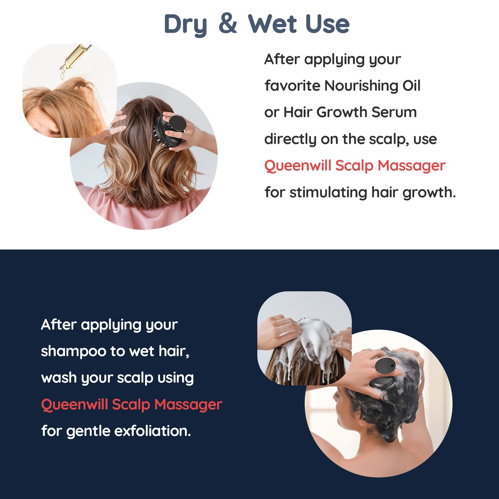 Scalp Massager Hair Growth Scalp Scrubber with Soft Silicone Bristles for Hair Growth Dandruff Removal, Hair Shampoo Brush Scalp