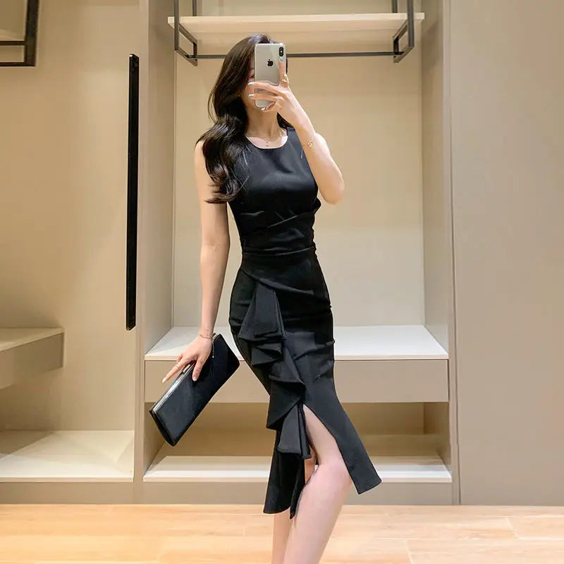 Women Clothes Sexy Fashion Long Dress Ladies Elegant Slim Solid Dresses Office Lady Club Dress Party Clothing Bodycon Dress