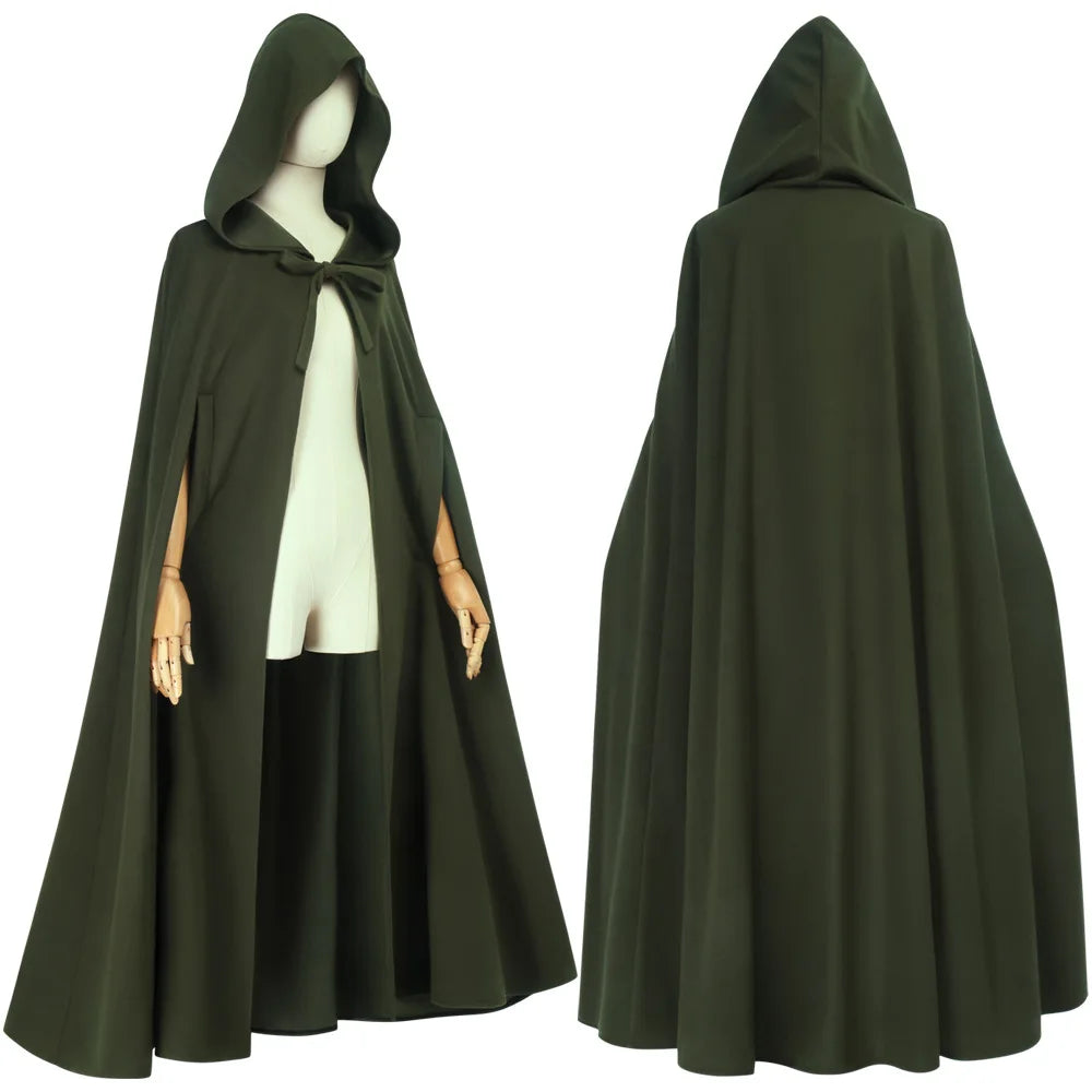 Medieval Hooded Woollen Cloak — Elf Halloween Renaissance Party Cape