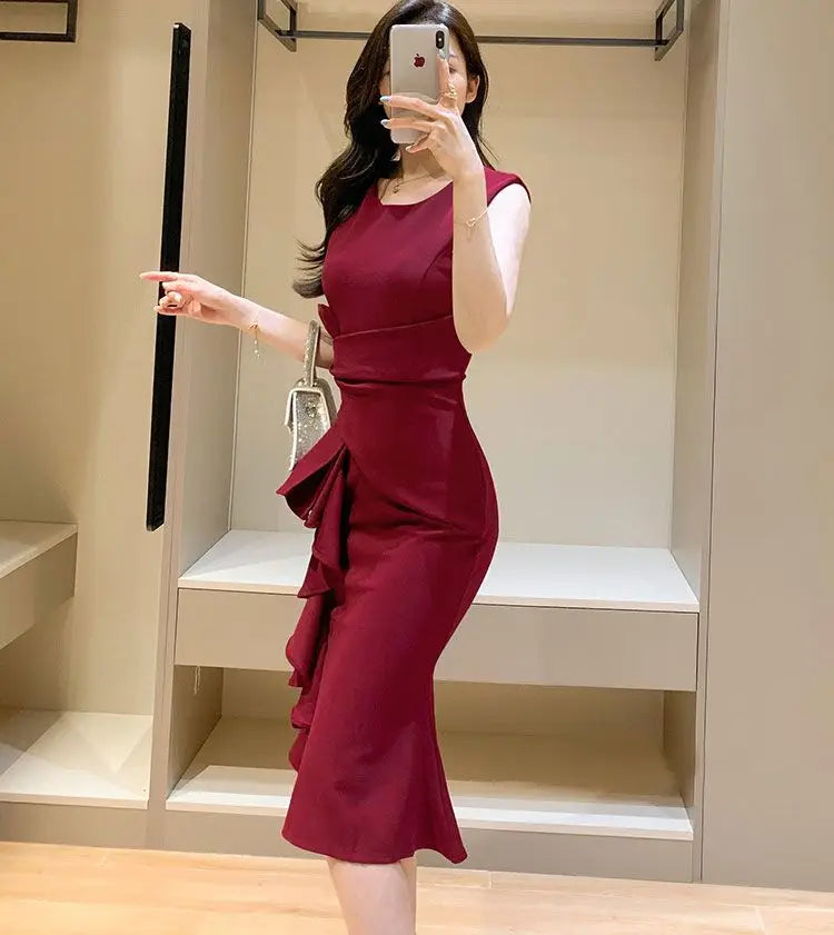 Women Clothes Sexy Fashion Long Dress Ladies Elegant Slim Solid Dresses Office Lady Club Dress Party Clothing Bodycon Dress