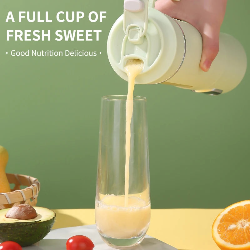 Portable juicer, multifunctional blender, USB charging juice maker, suitable for making smoothies, milkshakes, and fruit juices