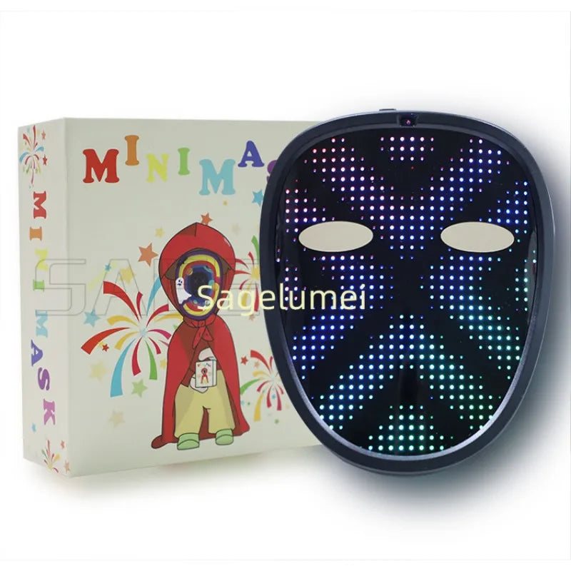 LED Mask with Gesture Sensing for Halloween Party Festival Performance Kids Luminous Mask NEW Children Electronic Light up Mask
