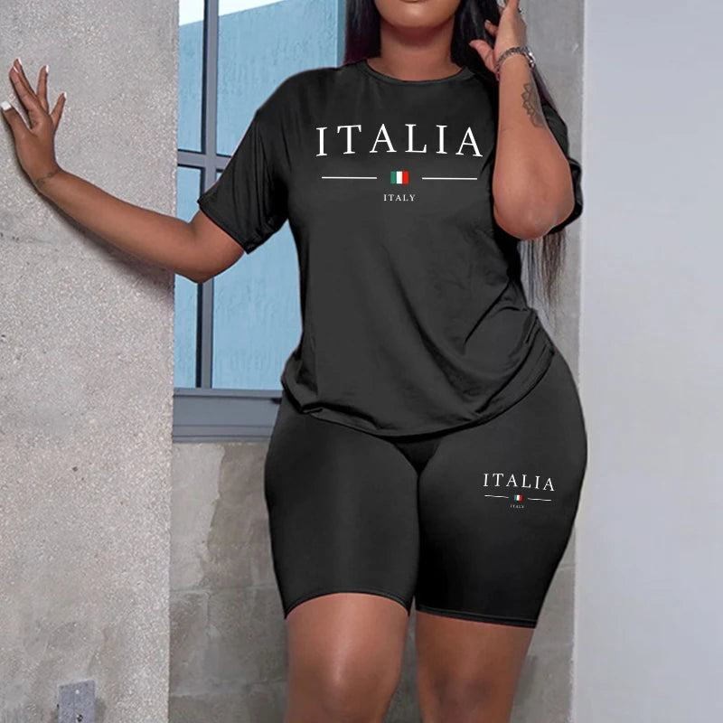Woman Clothing  Summer Casual Two Piece Set Women T-Shirts O-Neck Shorts Daily Short Sleeve Tracksuit  New