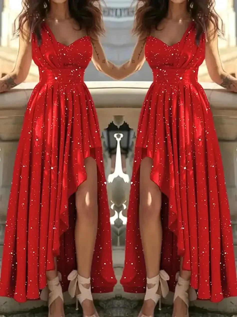 Women Evening Dresses Sexy Elegant Red Cocktail Party Chic Gala Graduation Luxury Formal Occasion Bridesmaid Gown Dress Clothes