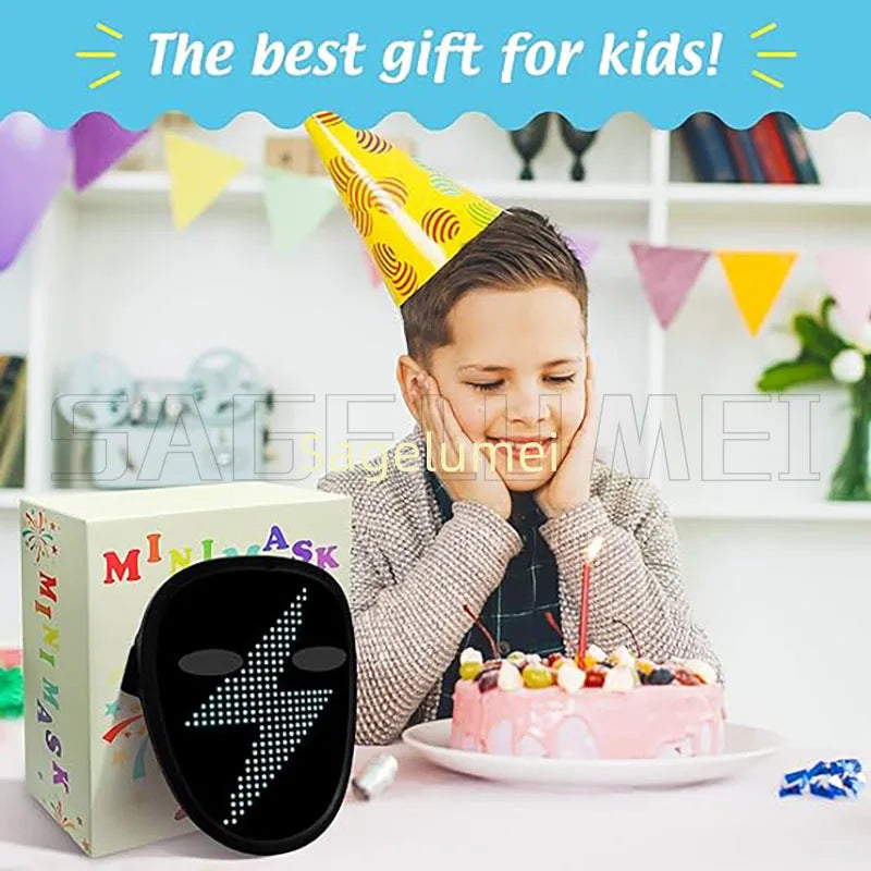 LED Mask with Gesture Sensing for Halloween Party Festival Performance Kids Luminous Mask NEW Children Electronic Light up Mask