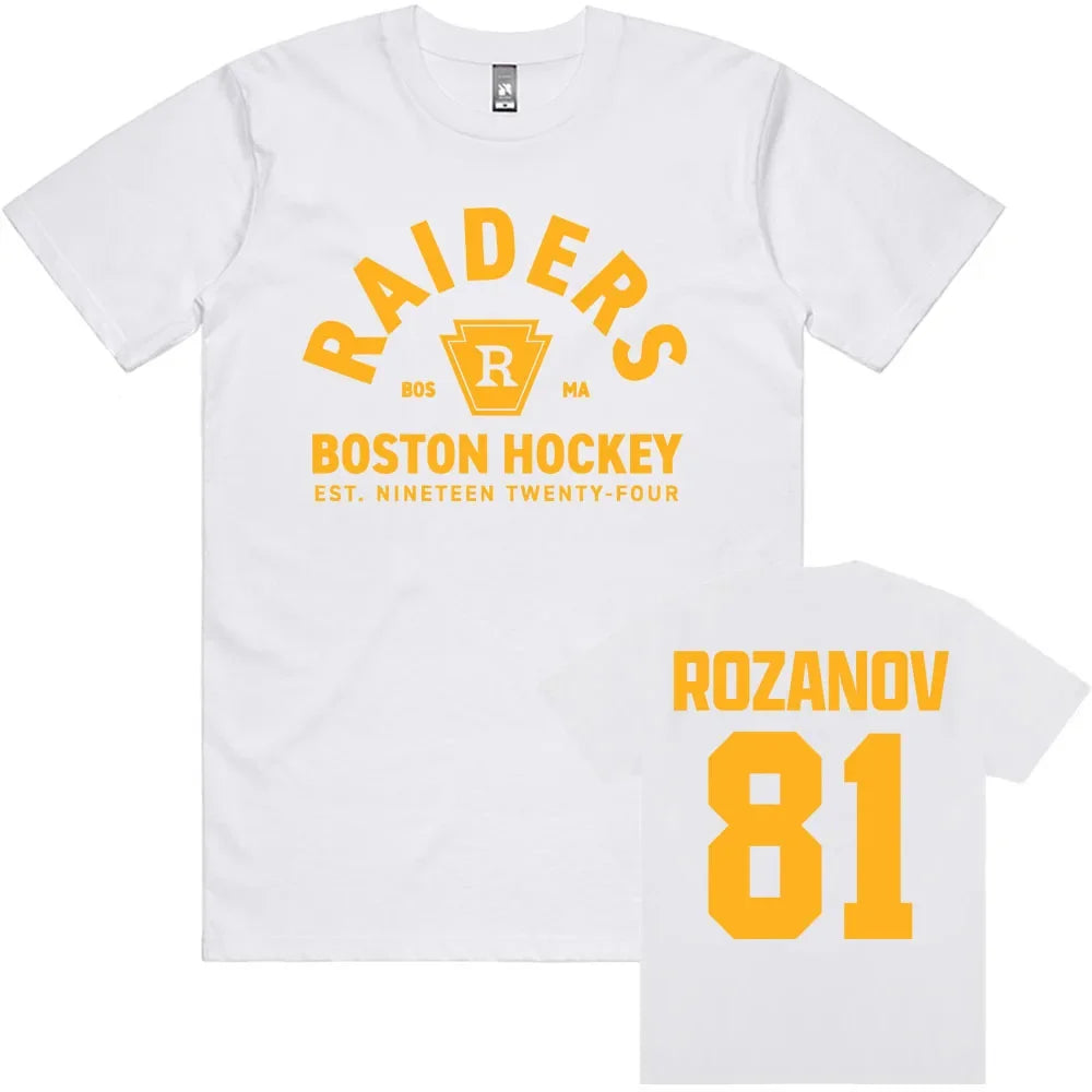 2026 New Rozanov 81 Boston Raiders 100%cotton men's shirt Graphics heated rival oversized Women's Short Sleeved Cheap Tshirt