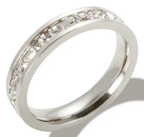 Women's Crystal Zircon Granular Ring — Waterproof Stainless Steel Fine Jewellery