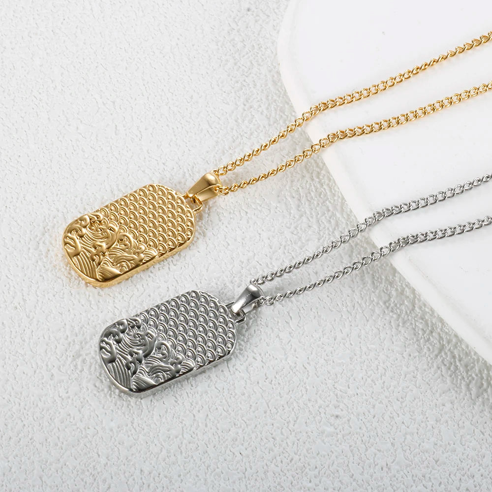 Women's Square Pendant Necklace — Delicate Stainless Steel Chain
