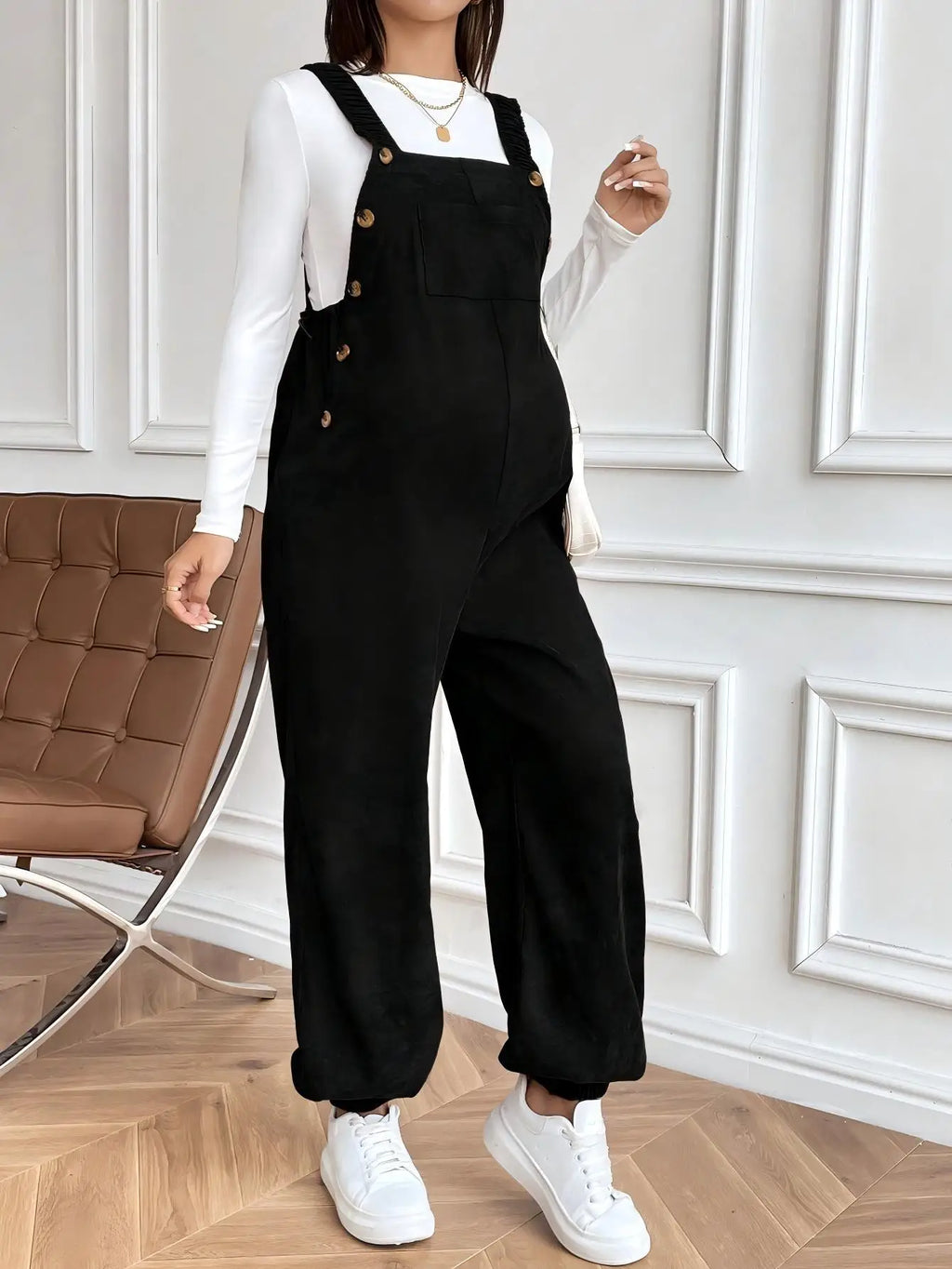 Maternity Clothes for Pregnant Women Pregnancy Clothing 2025 Autumn Winter Adjustable Waist Fashionable Loose Corduroy Overalls