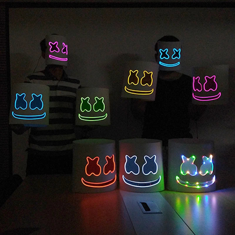 LED DJ Mask Headgear Lifelike Marshmello Mask Breathable Helmet Mask Carnival Festival Halloween Party Props Cosplay.Costume