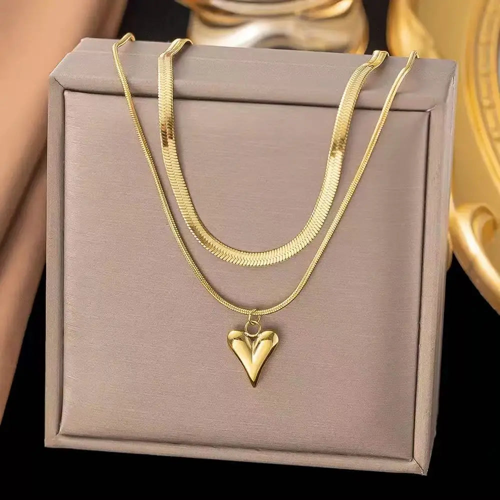 Women's Heart Pendant Necklace — Waterproof Stainless Steel Jewellery