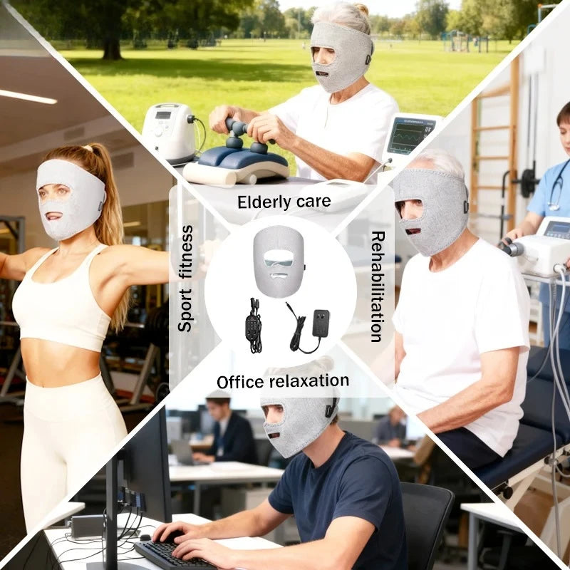 Electric Heating Massage Red Light Therapy Face Mask Massage for Facial Nerve Paralysis Rehabilitation Improve Blood Circulation