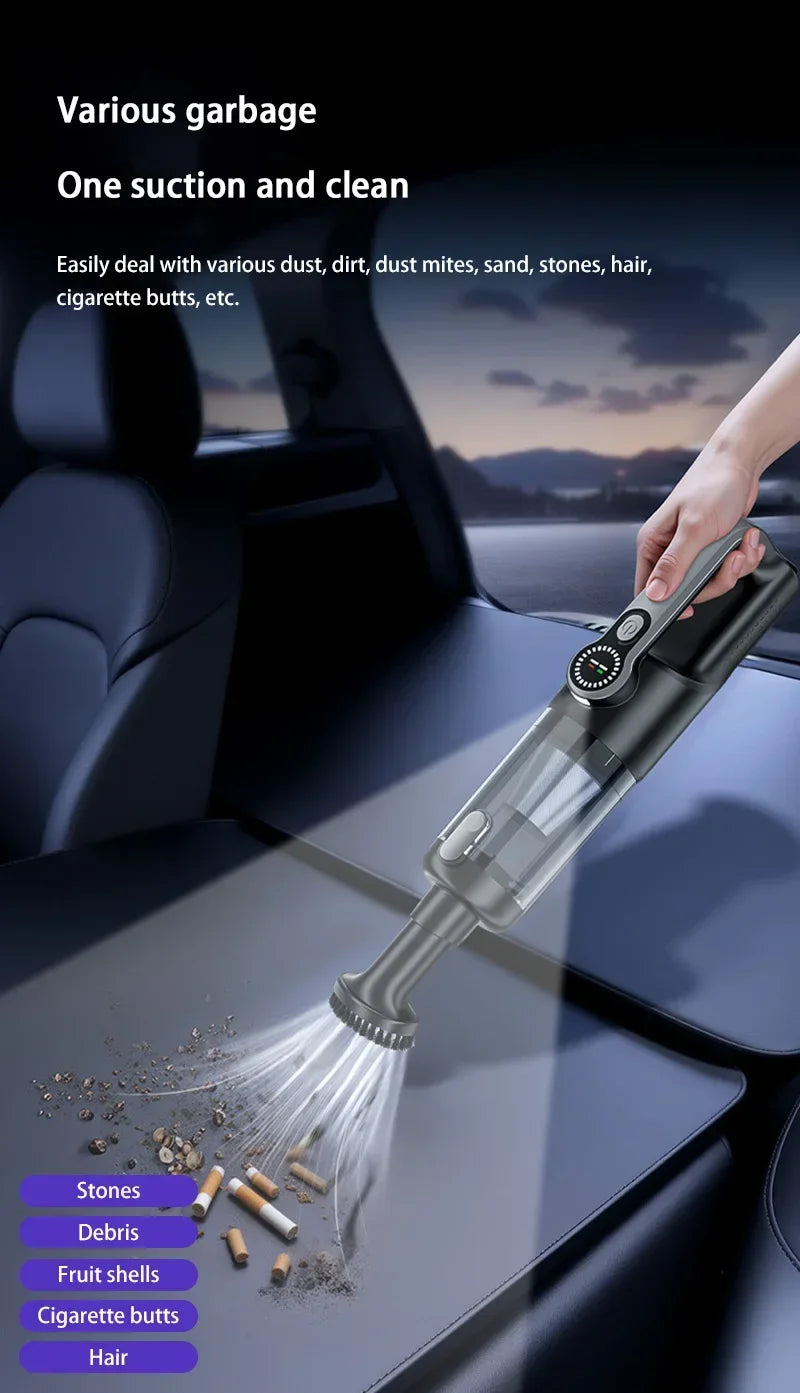 Cordless Car Vacuum Cleaner Handheld, High Power Wet Dry Portable Vacuum Blower with One-Key Dust Emptying for Car Home Cleaning